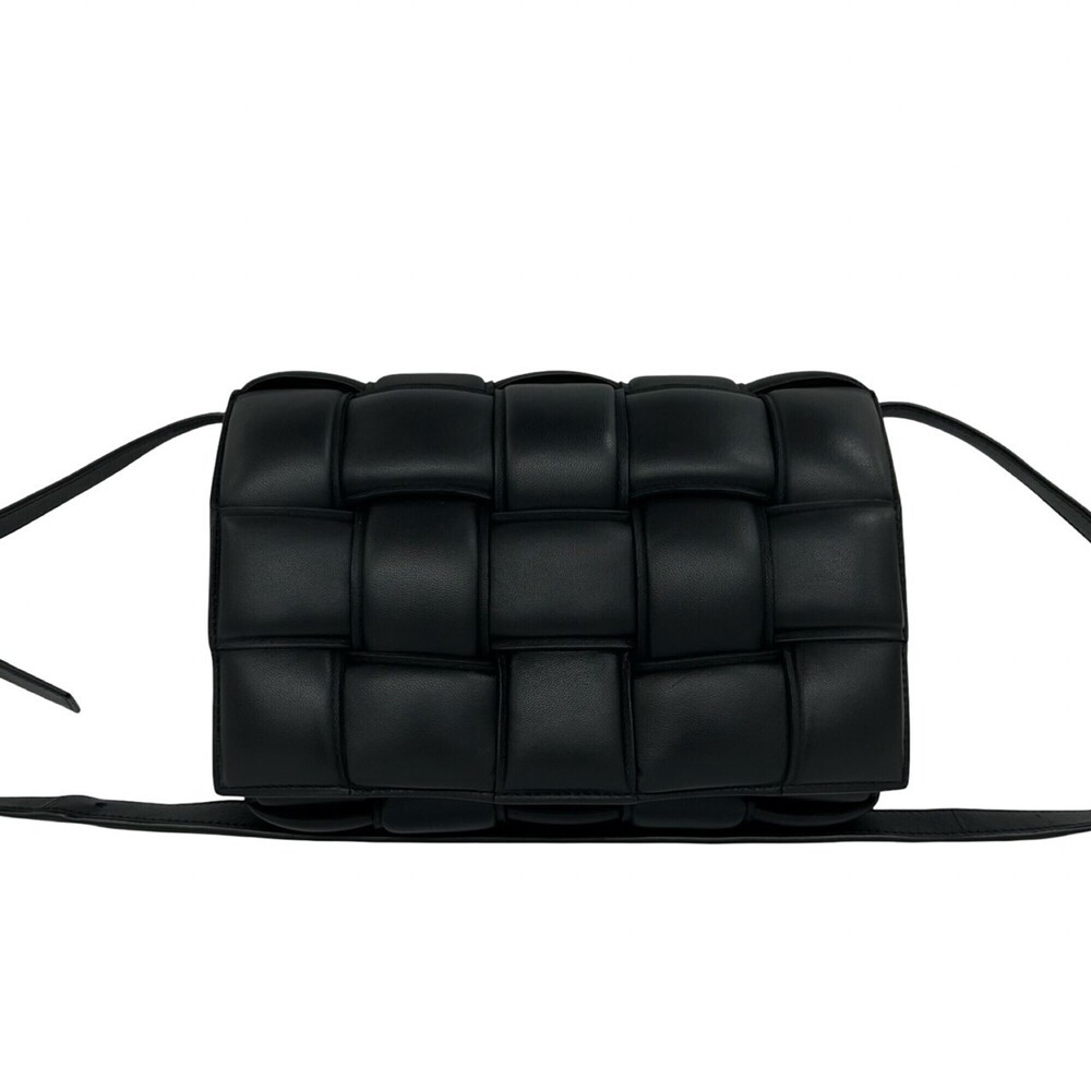 BOTTEGA VENETA Padded Cassette Leather Shoulder Bag/Pouch, Black, 88570